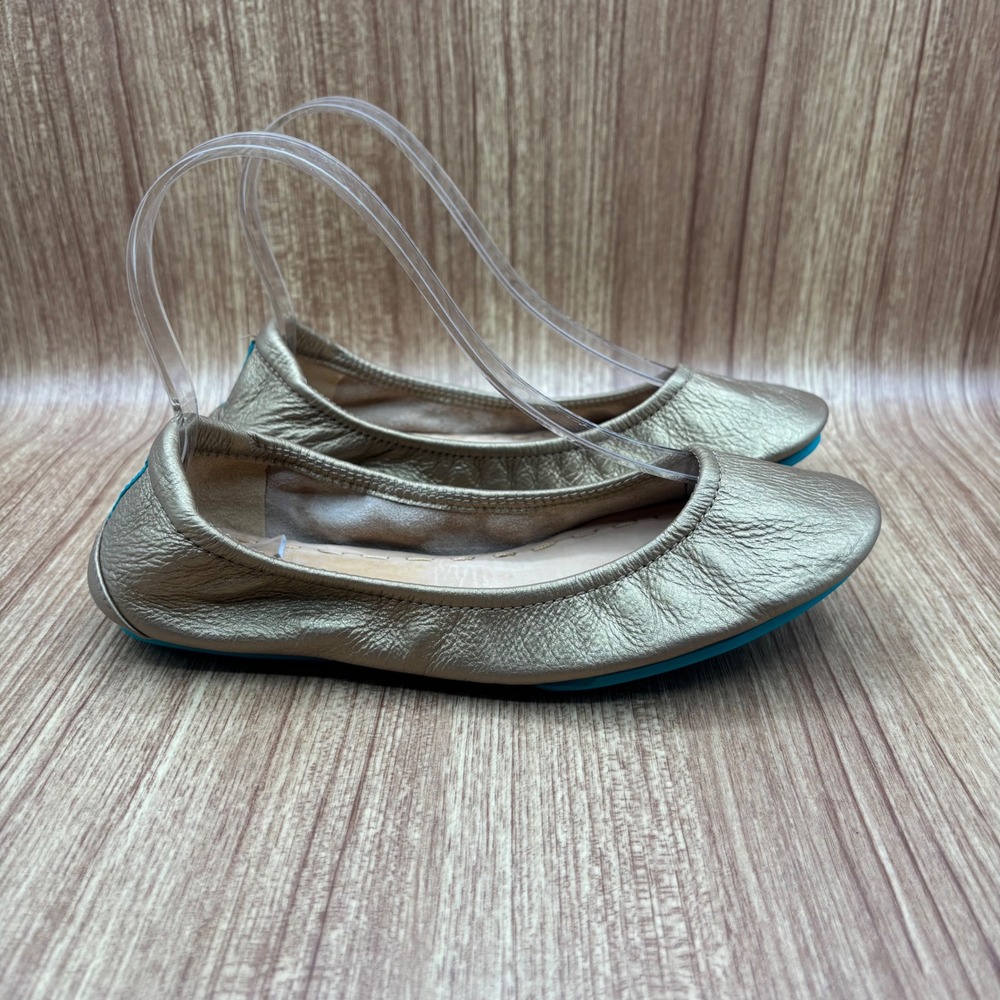 Tieks Ballet Flats Metallic‎ Gold Women Size 6 Metallic Leather Foldable Shoes